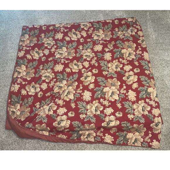 Ralph Lauren Chaps King Comforter & Shams Red ELIZABETH Floral Floral Gold - Picture 2 of 13